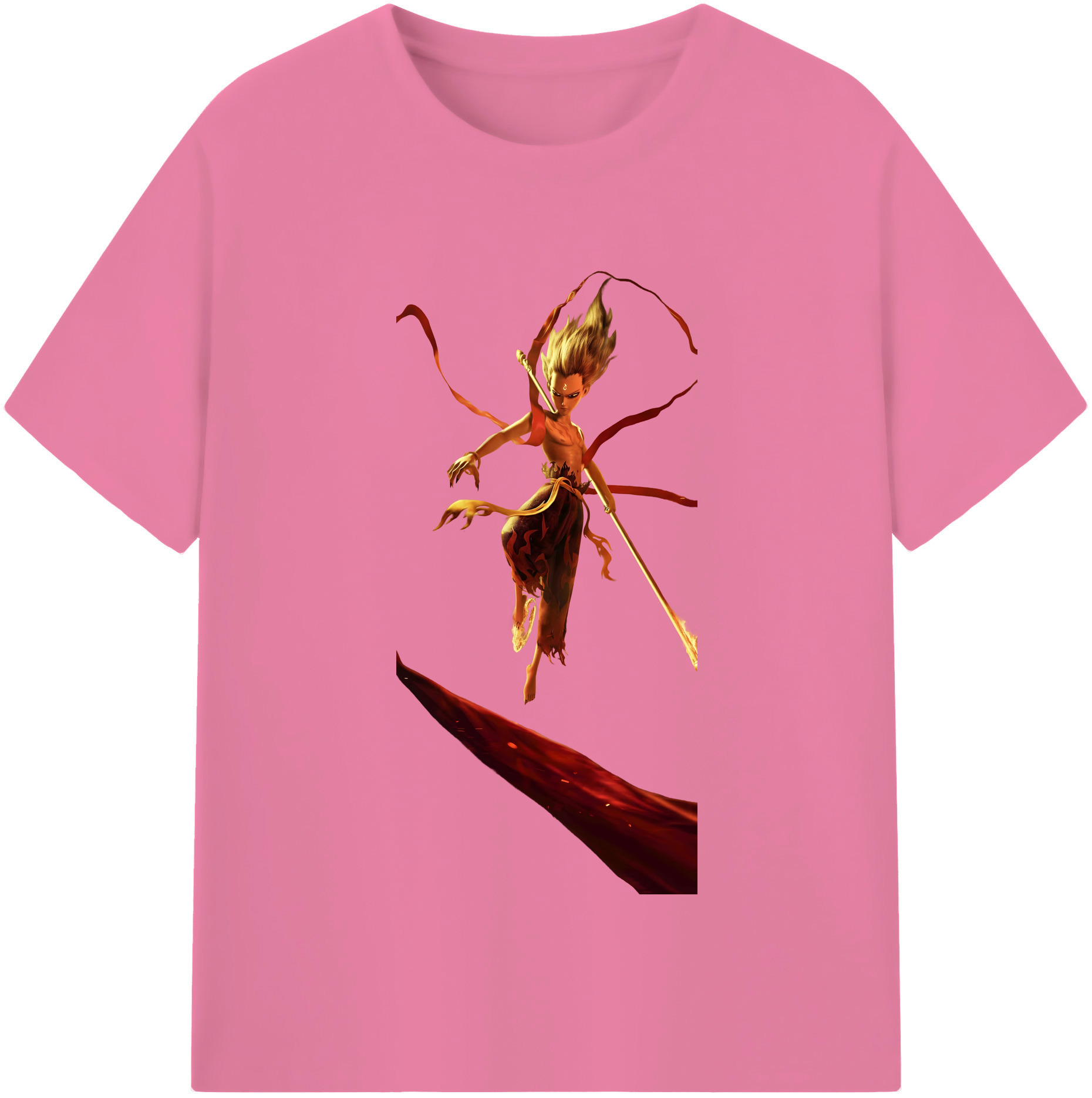 （画像用） Ne Zha 2 ナタ 魔童の大暴れ 綿100％半袖Tシャツ（フロントプリント）